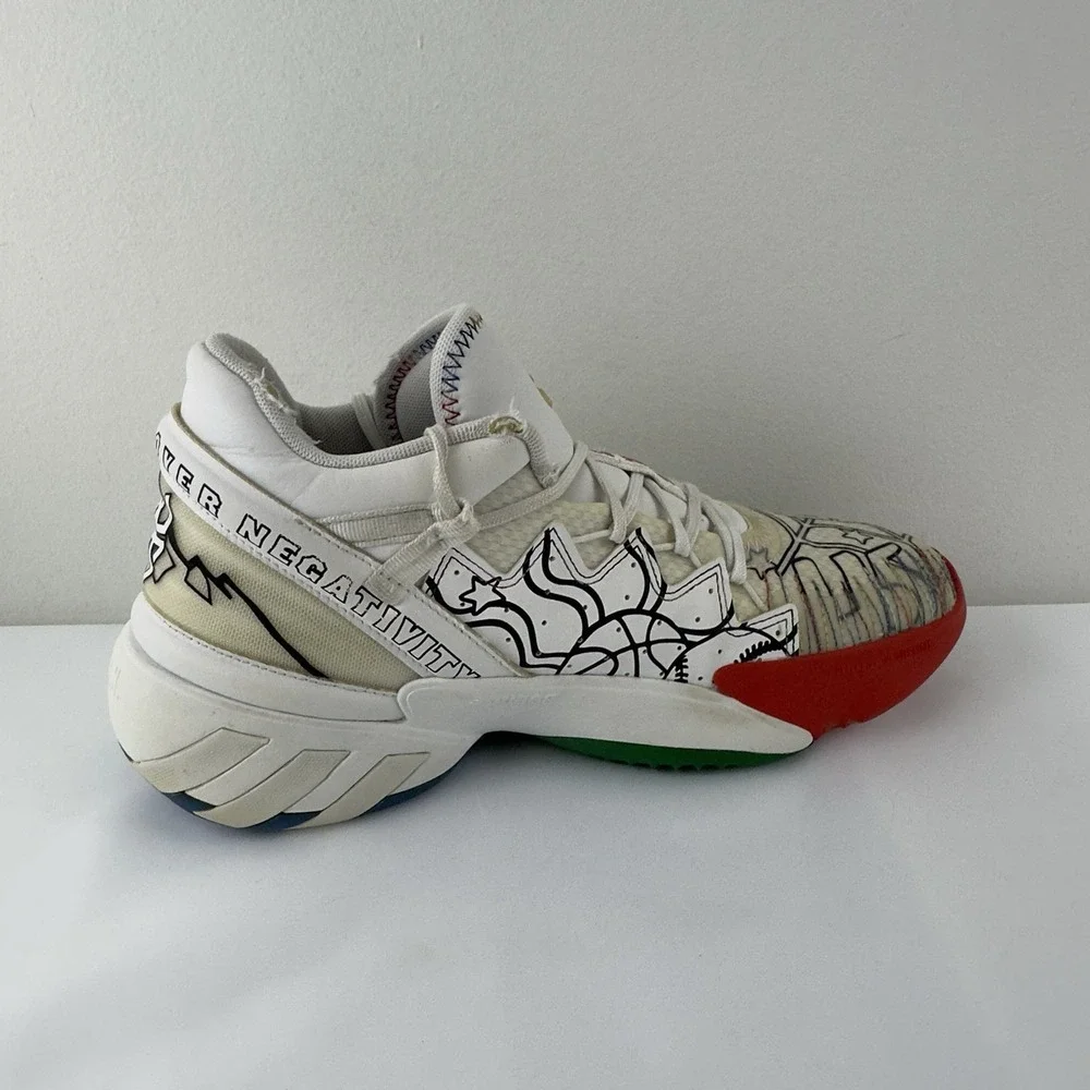 Adidas DON Issue #2 Negativity‎ White Multi Men's Size 7 Basketball Shoes - Picture 7 of 10